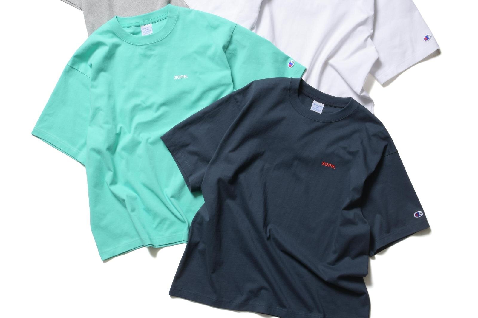 チャンピオン×ソフ、ミニマルな半袖スウェット＆”ターコイズカラー”のTシャツ - ファッションプレス
