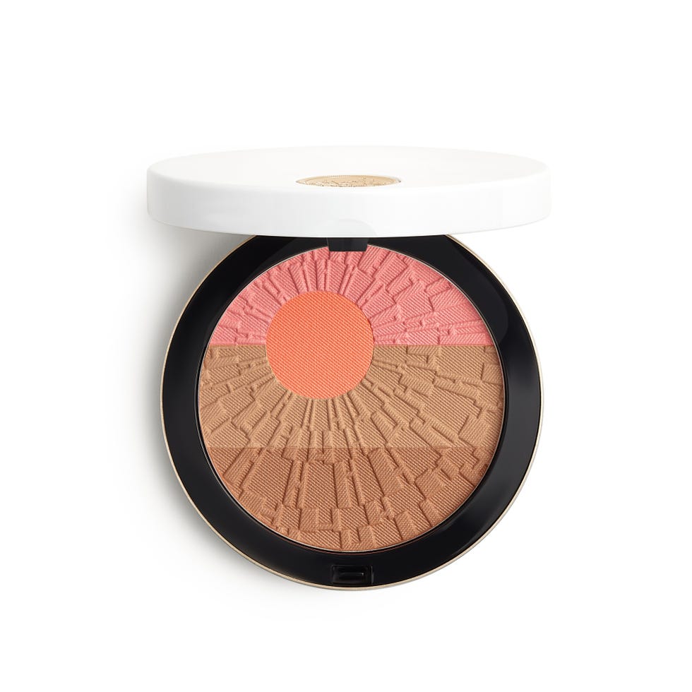 makeup palette featuring a threetoned blush and bronzer combination