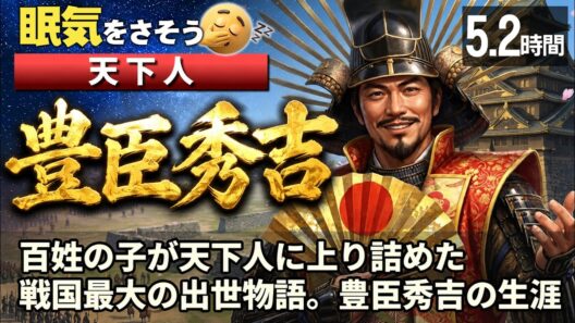 豊臣秀吉 の一生をゆっくりたどる長編歴史物語｜百姓の子が天下人に上り詰めた戦国最大の出世物語　草履取りから関白へ 【5.2時間-睡眠用 ぐっすり】