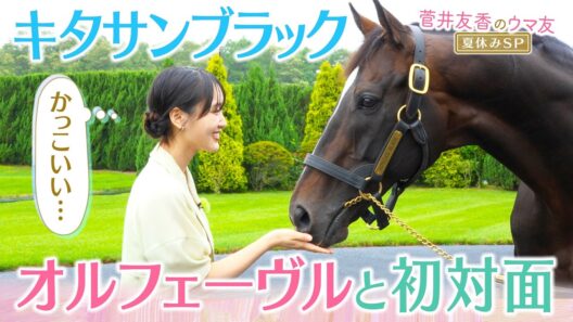 【貴重映像】「お尻が良いですね！！」ゆっかー＆岡安アナも大興奮！ジュウリョクピエロ＆クロワデュノールのお父さんを直撃取材！＜菅井友香のウマ友になってくれませんか？＞