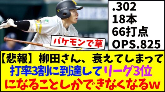 38歳になった柳田悠岐の成績が凄すぎるｗ